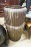 A large glazed earthenware circular garden planter, diamerer 56cm, height 100cm                                                                                                                                             