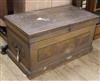 A late Victorian pine stencil decorated blanket box W.97cm                                                                             