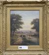 Attributed to H J Boddington, oil on canvas, children in a river landscape, 29 x 24cm                                                  