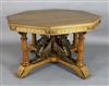 A Victorian Gothic revival golden oak centre table, Diam.4ft 2in. H.2ft 6in.                                                           