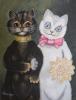 After Louis Wain, gouache, Cat bride and groom, bears signature, 41 x 31cm, unframed                                                                                                                                        