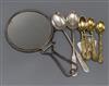 A set of five late Victorian ornate silver gilt teaspoons with vineous handles by Daniel & John Welby, London, 1899 etc.               