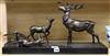 An Art Deco bronze group of a stag and two deer length 62cm (a.f.)                                                                     