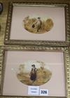 H. Harding?, two watercolours with bodycolour, portraits of a farmer and a lady, signed and dated 1819, oval 10 x 13.5cm               