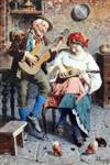 Eugenio Zampighi (1859-1944) Old musicians 21 x 14in.                                                                                  