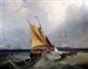 James Wilson Carmichael (1800-1868) Dutch fishing boats and a man o'war off Folkestone 28.5 x 36in.                                    