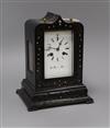 A 19th century French ebonised mantel clock                                                                                            