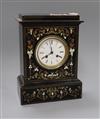 A 19th century French brass inlaid ebonised mantel clock                                                                               