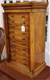 A Victorian walnut table top collector's Wellington chest W.92cm                                                                       