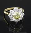 A 1960's 18ct gold and diamond cluster ring by Cropp & Farr, size M.                                                                   