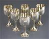 A set of six sterling silver wine goblets, 28.5 oz.                                                                                    