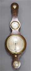 J. Somalvico, Hatton Garden. An early 19th century strung mahogany wheel barometer with hygrometer, 39.5in.                            