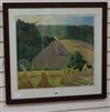 John Nash (1893-1977), colour print, haystacks in a landscape, signed in ink, 50 x 55cm                                                