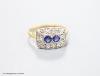 A 1930's/1940's 18ct & Pt, sapphire and diamond set shaped rectangular cluster ring, size M, gross weight 3 grams.                                                                                                          