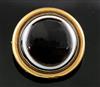 A Victorian gold and banded agate circular brooch, with engraved inscription en verso, purportedly gifted by Queen Victoria.           