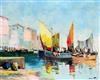 § Cecil Rochfort D'Oyly-John (1906-1993) Fishing boats in a French harbour 15.5 x 19.5in.                                              