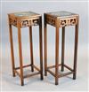 A pair of Chinese hardwood vase stands, W.1ft .5in. D.1ft .5in. H.2ft 11.5in.                                                          