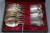 A Buchler cased set of white metal (800) tablespoons and forks (one spoon deficient)                                                   