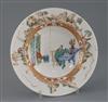 A French Kakiemon style porcelain soup plate, 18th or 19th century, D.22cm                                                             