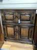 Two 18th century style oak side cabinets, larger width 84cm, depth 32cm, height 92cm                                                                                                                                        