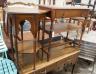 A Liberty style hexagonal oak two tier table, width 47cm, height 71cm together with a rectangular oak two tier table                                                                                                        