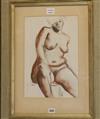 Philip Naizavely?, charcoal and pastel, study of a nude woman 39.5 x 26cm                                                              