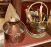 A Victorian copper jug and sundry copper and brassware                                                                                 