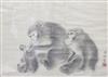 Japanese School (19th Century), a scroll painting of three monkeys, image 35.5 x 49.5cm                                                