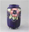 A Moorcroft pansy pattern vase, c.1940s, of unusual Chinese lantern shape, height 16.5cm                                               