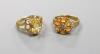 Two 9ct gold citrine set rings                                                                                                                                                                                              