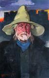 § Norman Kirkham R.G.I. (Scottish b.1936) Self Portrait - 'High Flats Drifter' 20 x 30in.                                              