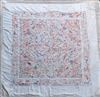 A Chinese embroidered silk table cover, late Qing dynasty, 153cm square excluding fringe                                               