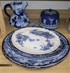 Five oval meat plates, a Wedgwood cheese dome and a Masons wash jug                                                                    