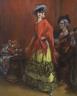 French School, oil on canvas, Flamenco dancer and musician, 55 x 46cm, unframed                                                                                                                                             