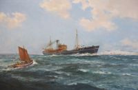 § Frank Herbert Mason (1921-2009) Steam trawler 'Ayrshire' off Flamborough Head 20 x 29.75in.                                          