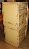 A pair of floral painted cream ground four drawer chests W.44cm                                                                        