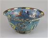 A late 19th century Japanese cloisonne enamel bowl, diameter 11.3in.                                                                   