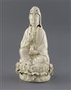 A Chinese Dehua blanc de chine figure of Guanyin, H. 25cm                                                                              