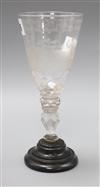 An Austrian engraved glass, with stand height 21.5cm                                                                                   