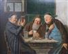 19th century English School, oil on canvas, Cleric and monks at a tavern table 30 x 38cm                                               