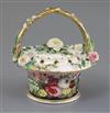 A rare and fine Rockingham porcelain pot pourri basket and cover, 1830-42, H. 16.5cm                                                   