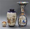 A Kutani miniature vase and two other Japanese vases tallest 43.5cm                                                                    