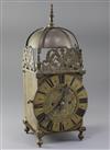 A late 19th century 17th century style brass lantern clock, height 15in.                                                               