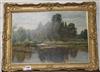 D.Collier, oil on canvas, river landscape, signed, 35 x 50cm                                                                           