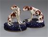 A pair of 19th century English porcelain models of setters tallest 12cm                                                                