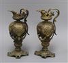 A pair of 20th century Florentine style bronze ewers height 30cm                                                                       