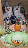 A collection of Carlton Ware and two pottery vases, three animal ornaments                                                             