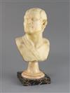 A 19th century alabaster bust of a gentleman, 12.5in.                                                                                  