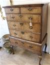 An early walnut and pine chest on stand W.100cm                                                                                        