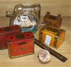 A Tunbridgeware ruler, two ships in bottles, treen boxes etc (8)                                                                       